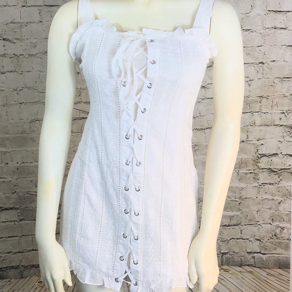 White Cotton Corsette Mini Dress by A'Gaci